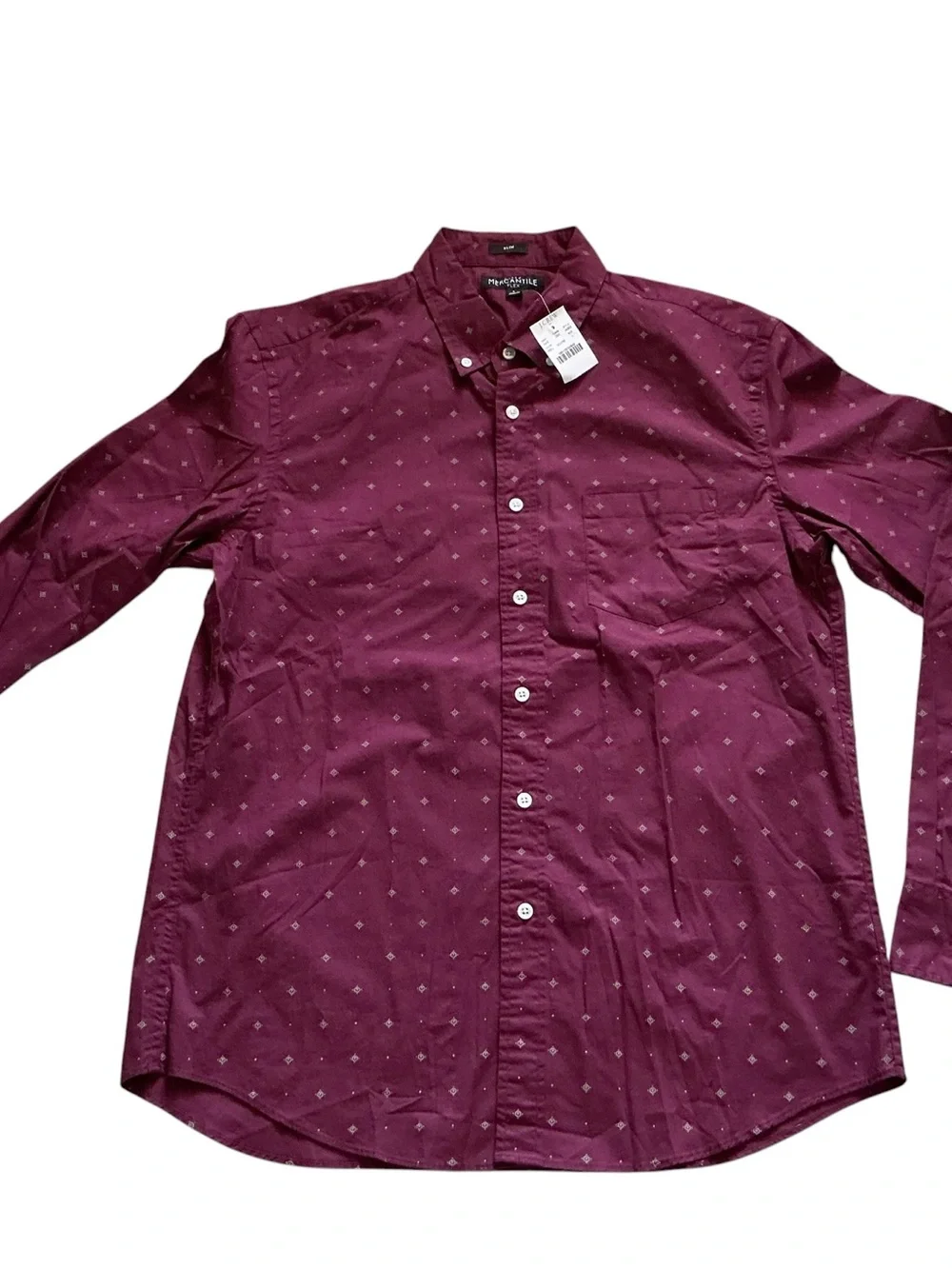 J crew mens maroon button up dress shirt size large mercantile flex slim